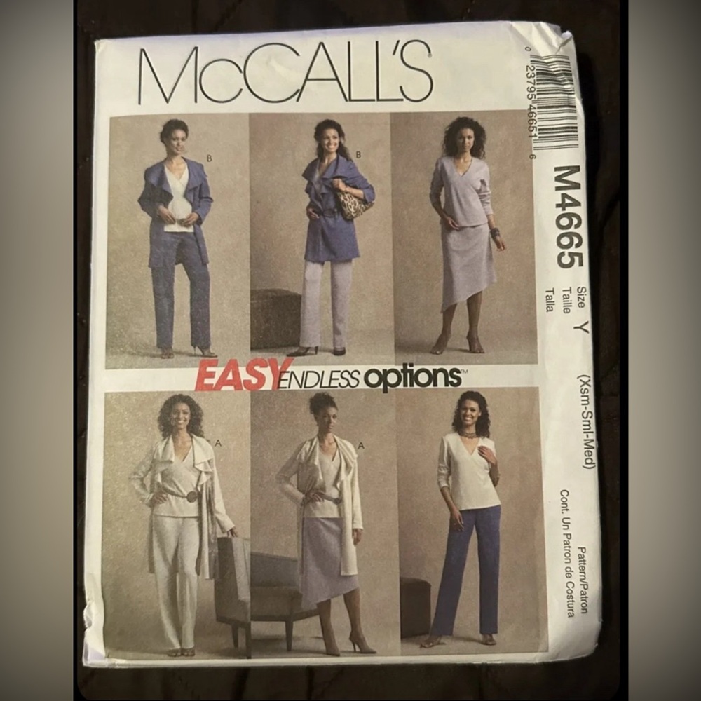 McCall's M4665 Misses' outfit clothes fabric Pattern Size xsm-med UNCUT 2004